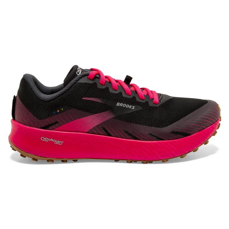 Brooks Catamount Women's Trail Running Shoes - Black/Pink (43197-CVHK)